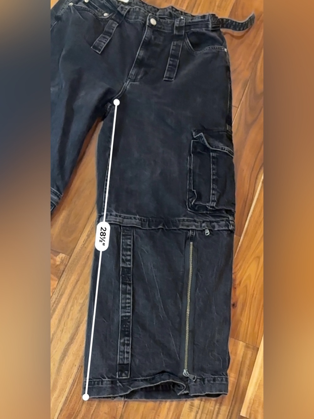 ZARA Detachable Cargo Denim Jeans - Picture 5 of 11